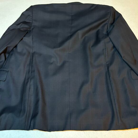 Canali 100% Wool Navy Blazer Sports Coat Plaid Pattern 3 Button Front Size 52R - Picture 11 of 11